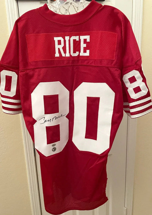 Jerry Rice signed SF 49ers Wilson red game model jersey JSA - AutographsForSale.com