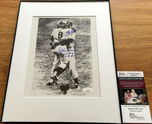Don Larsen And Yogi Berra autographed 1956 World Series Perfect Game 8x10 photo inscribed Wspg 10-8-56 framed JSA - AutographsForSale.com