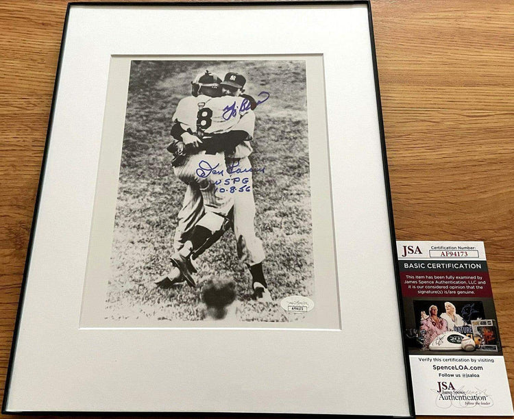 Don Larsen And Yogi Berra autographed 1956 World Series Perfect Game 8x10 photo inscribed Wspg 10-8-56 framed JSA - AutographsForSale.com