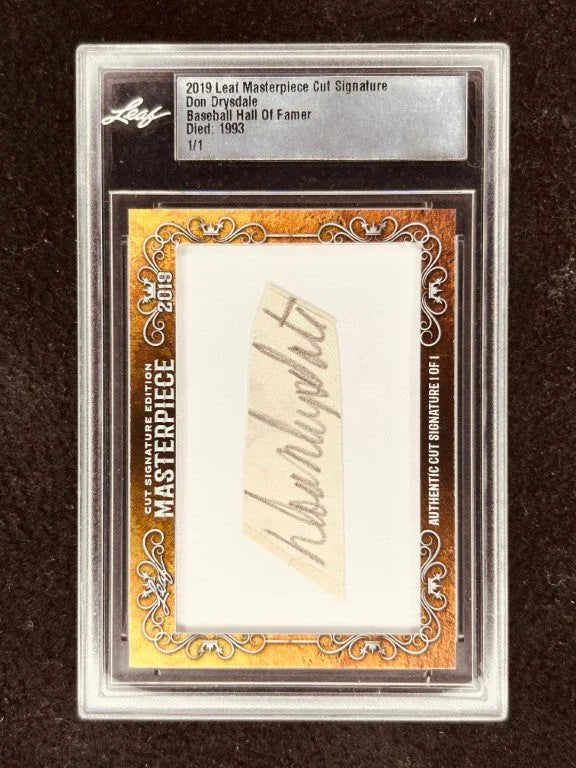 Don Drysdale 2019 Leaf Masterpiece Cut Signature certified autograph card 1/1 Dodgers - AutographsForSale.com