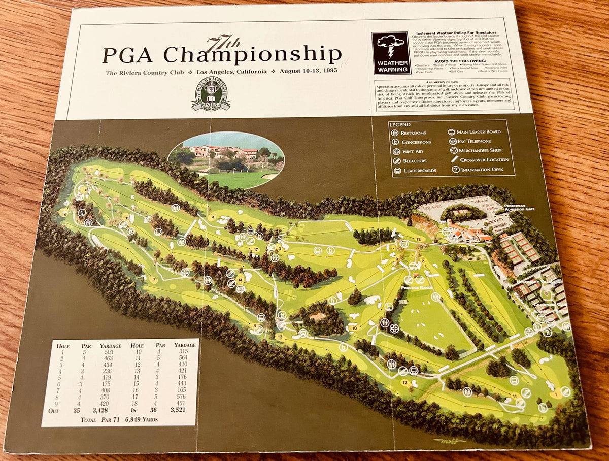 1995 PGA Championship Riviera golf tournament used course map board - AutographsForSale.com