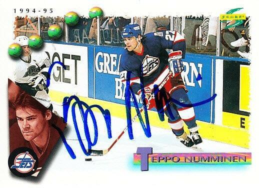 Teppo Numminen autographed Winnipeg Jets 1994-95 Score card - AutographsForSale.com