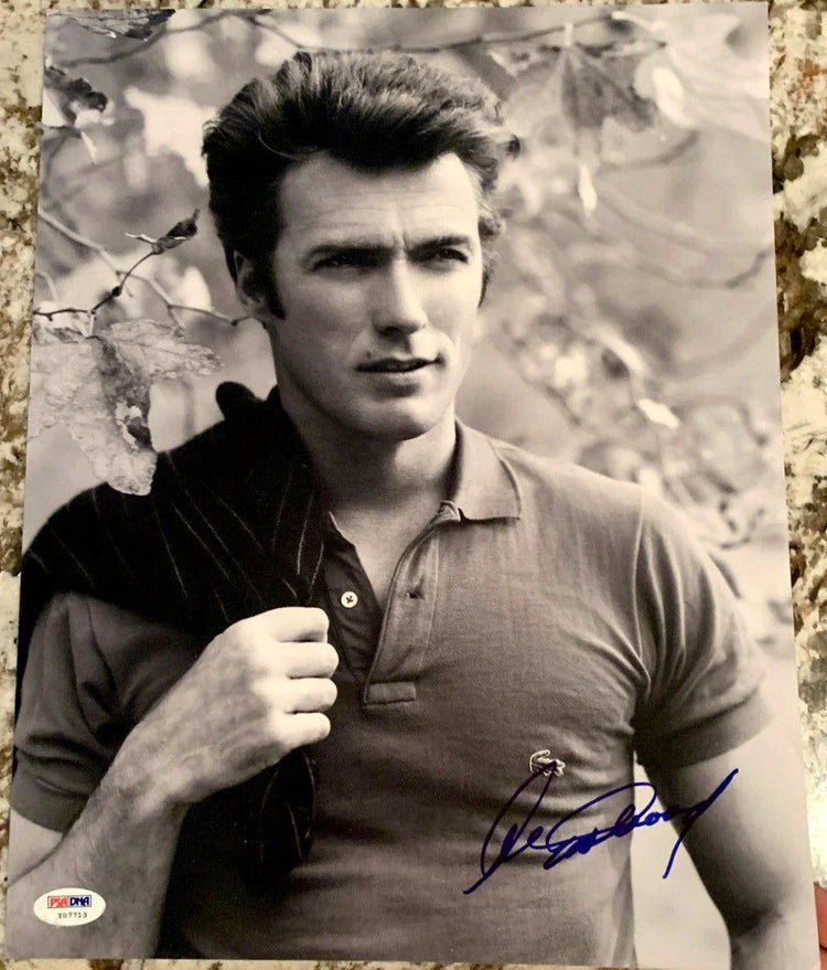 Clint Eastwood signed vintage B&W 11x14 photo framed PSA/DNA - AutographsForSale.com