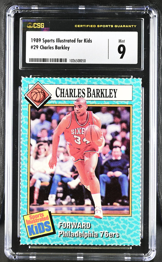 Charles Barkley Philadelphia 76ers 1989 Sports Illustrated for Kids card CSG graded 9 MINT - AutographsForSale.com