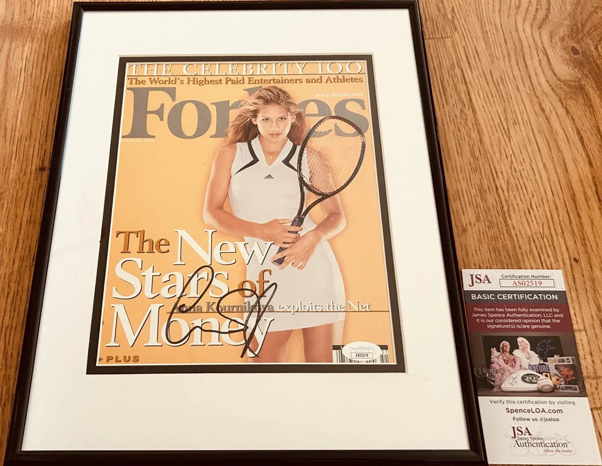 Anna Kournikova signed 2000 Forbes cover matted framed JSA - AutographsForSale.com