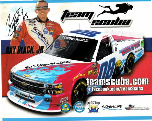 Ray Black Jr signed team Scuba NASCAR Camping World Truck Series 8x10 card - AutographsForSale.com
