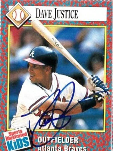David (Dave) Justice autographed Atlanta Braves 1991 Sports Illustrated for Kids card - AutographsForSale.com