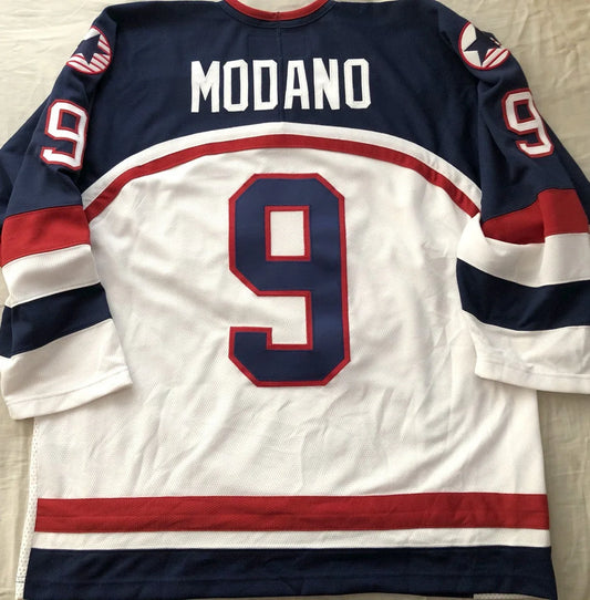 Mike Modano 2002 US Olympic hockey team stitched white Nike jersey - AutographsForSale.com