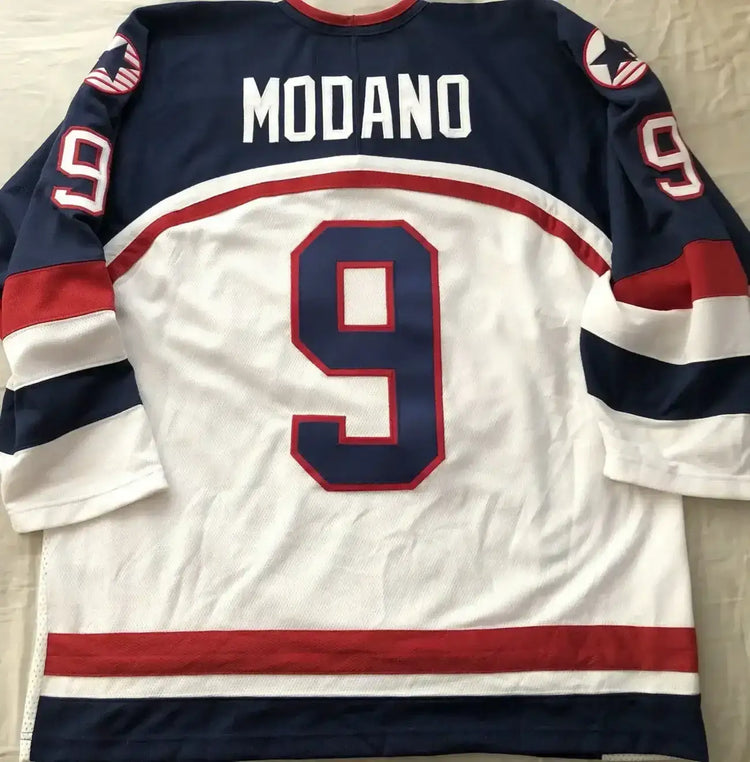 Mike Modano 2002 US Olympic hockey team stitched white Nike jersey - AutographsForSale.com