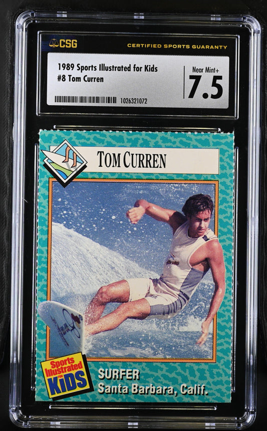 Tom Curren 1989 Sports Illustrated For Kids Surfing Rookie Card CSG graded 7.5 Nrmt - AutographsForSale.com