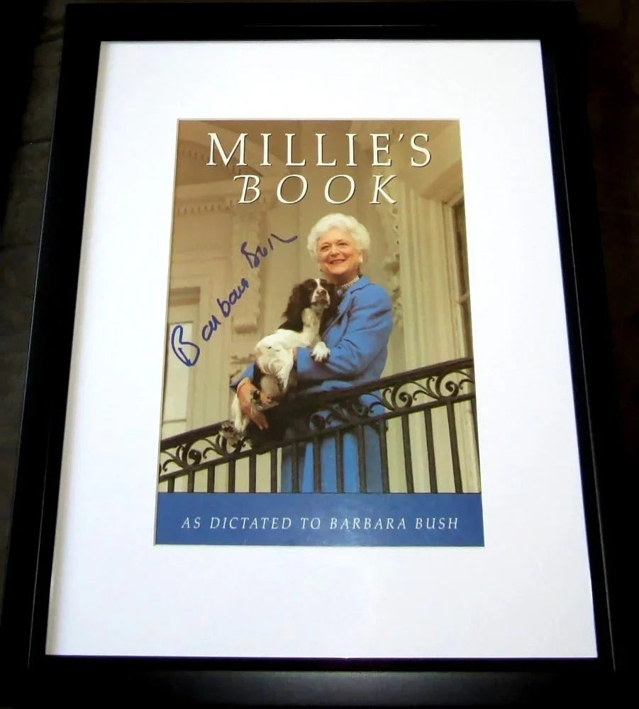 Barbara Bush autographed Millies book cover framed JSA - AutographsForSale.com