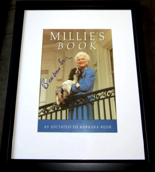 Barbara Bush autographed Millies book cover framed JSA - AutographsForSale.com
