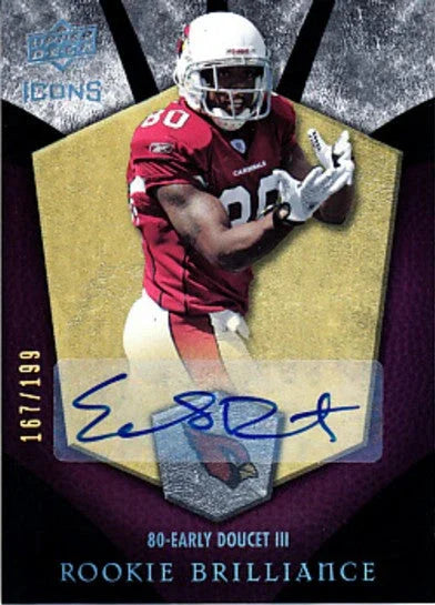 Early Doucet certified autograph Arizona Cardinals 2008 Upper Deck Icons Rookie Card - AutographsForSale.com