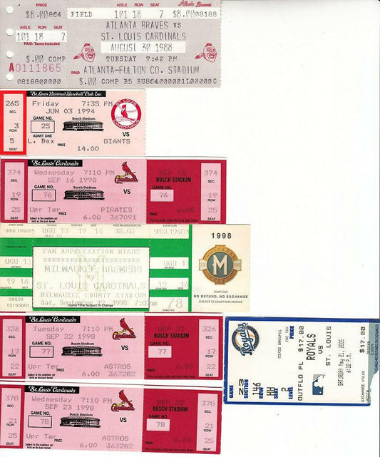 St Louis Cardinals 7 vintage tickets Mark McGwire - AutographsForSale.com