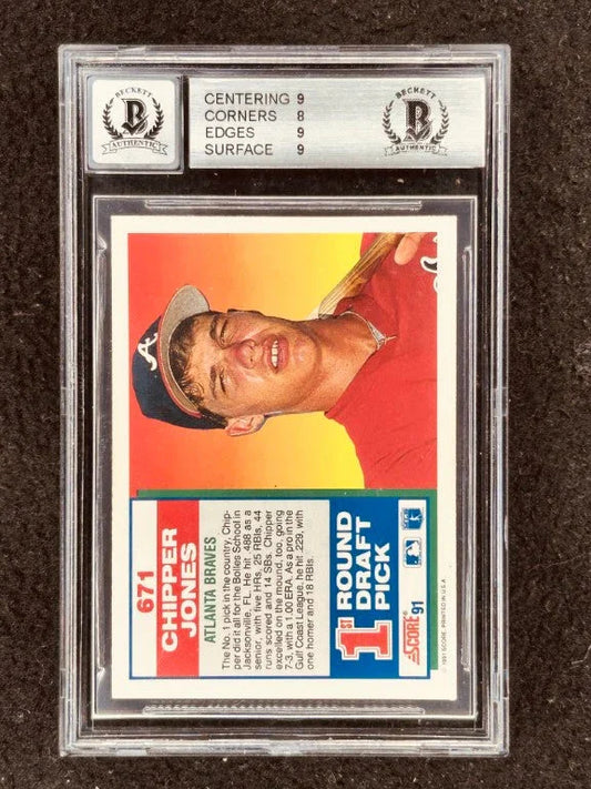 Chipper Jones signed Braves 1991 Score RC BAS BGS 8.5 10 - AutographsForSale.com