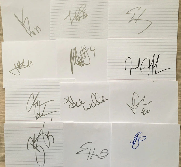 12 signed NBA index cards Andrew Bogut Chris Duhon Al Harrington David Lee - AutographsForSale.com