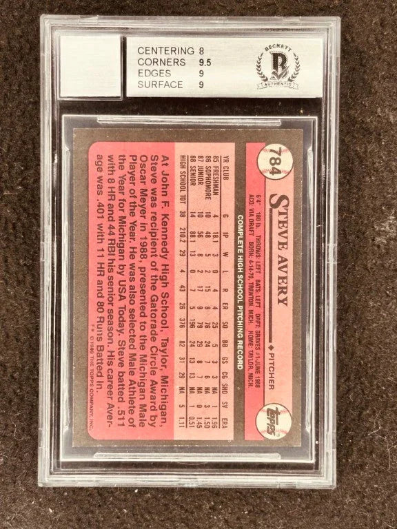 Steve Avery autographed Atlanta Braves 1989 Topps Rookie Card BGS Graded 8.5 BAS 9 - AutographsForSale.com