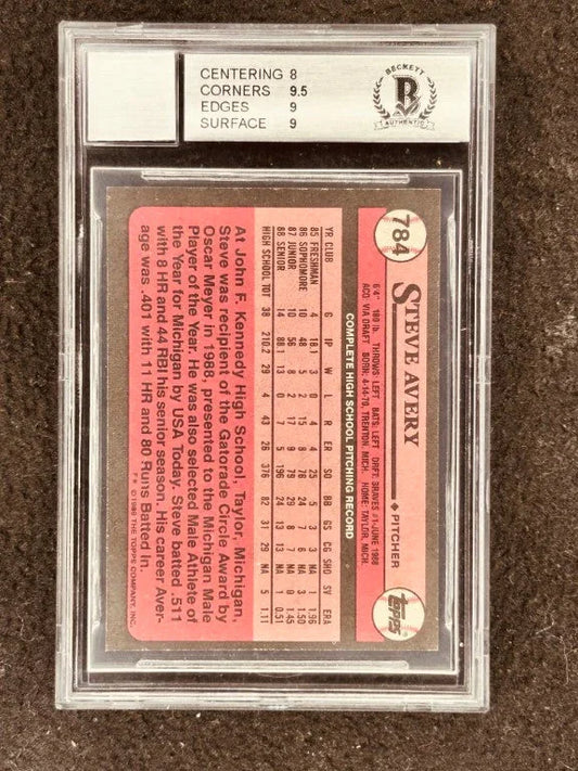 Steve Avery autographed Atlanta Braves 1989 Topps Rookie Card BGS Graded 8.5 BAS 9 - AutographsForSale.com
