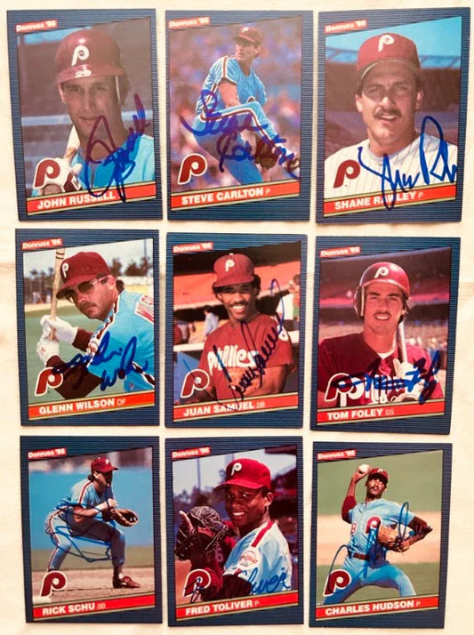 9 signed 1986 Donruss Phillies cards Steve Carlton Shane Rawley Glenn Wilson - AutographsForSale.com