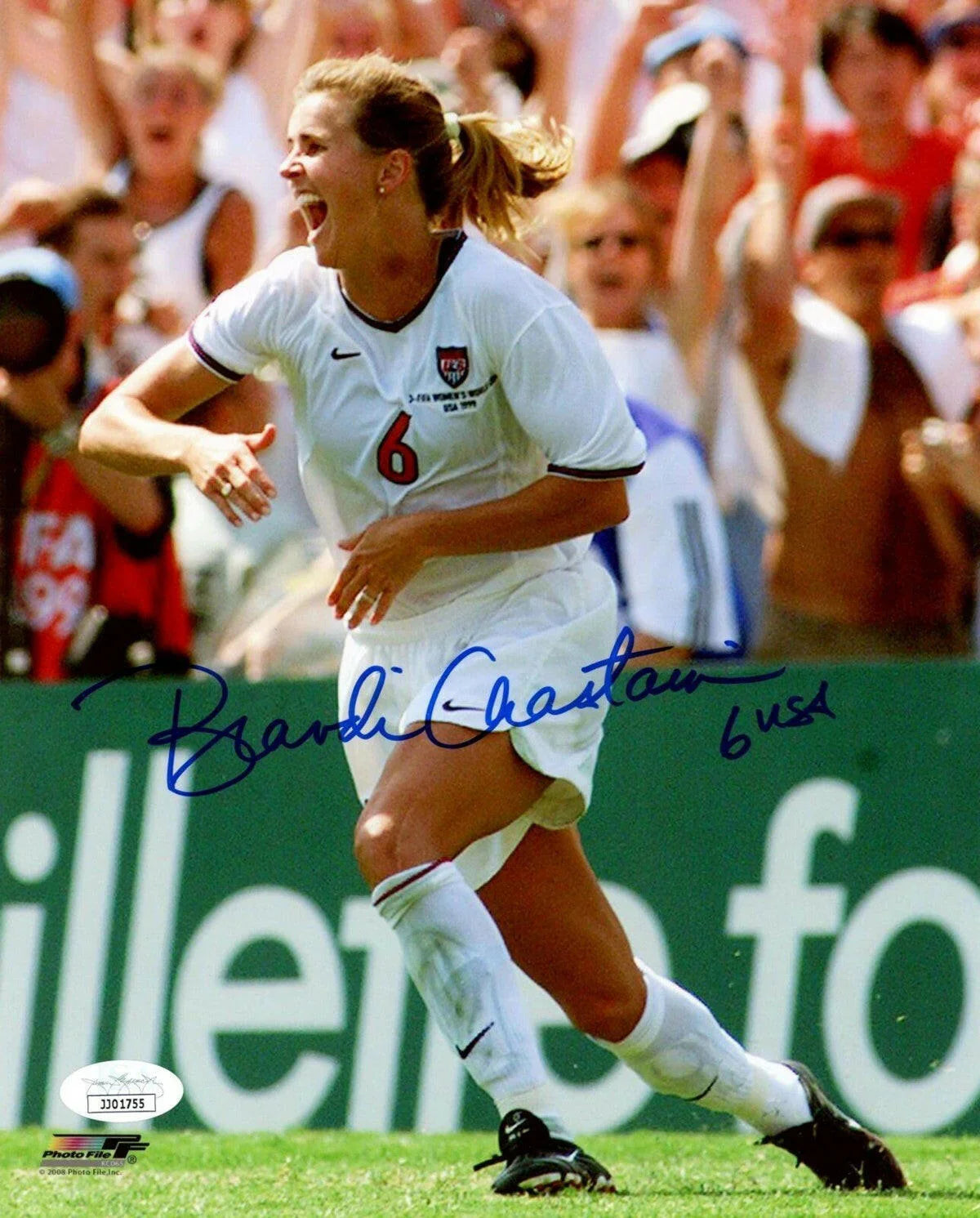 Brandi Chastain signed 1999 Women’s World Cup 8x10 celebration photo JSA USWNT - AutographsForSale.com