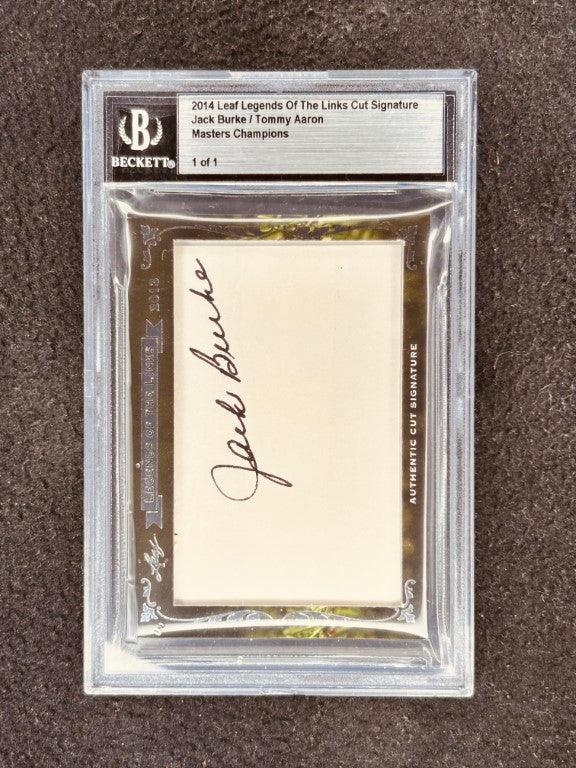 Jack Burke Tommy Aaron 2014 Leaf Legends of Links Cut Signature certified signed card 1/1 Masters - AutographsForSale.com