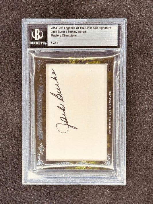 Jack Burke Tommy Aaron 2014 Leaf Legends of Links Cut Signature certified signed card 1/1 Masters - AutographsForSale.com