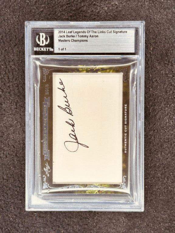 Jack Burke Tommy Aaron 2014 Leaf Legends of Links Cut Signature certified signed card 1/1 Masters - AutographsForSale.com