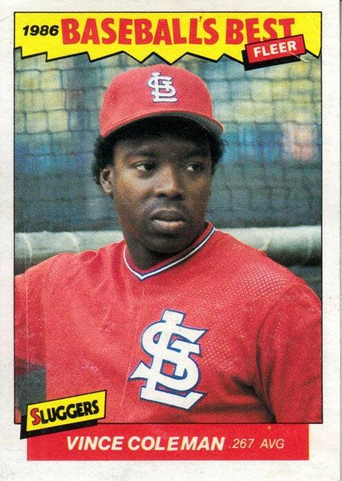 Vince Coleman St Louis Cardinals 1986 Fleer Sluggers vs Pitchers box bottom RC - AutographsForSale.com
