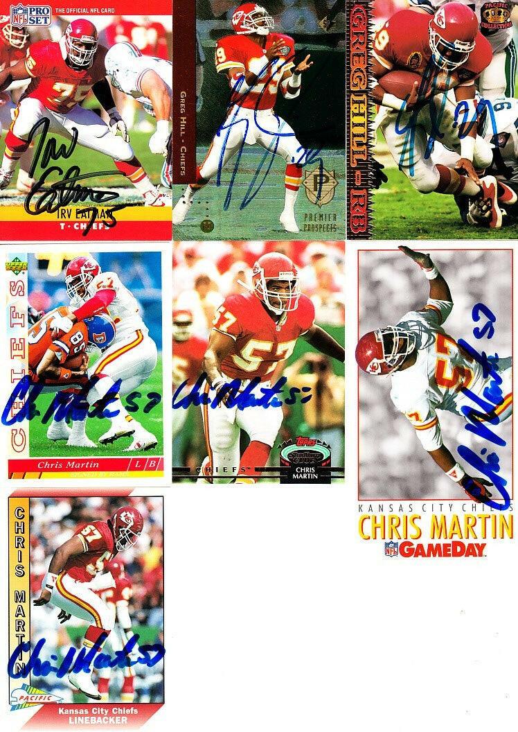 10 Kansas City Chiefs autographed 1990s cards Greg Hill Chris Martin Barry Word - AutographsForSale.com