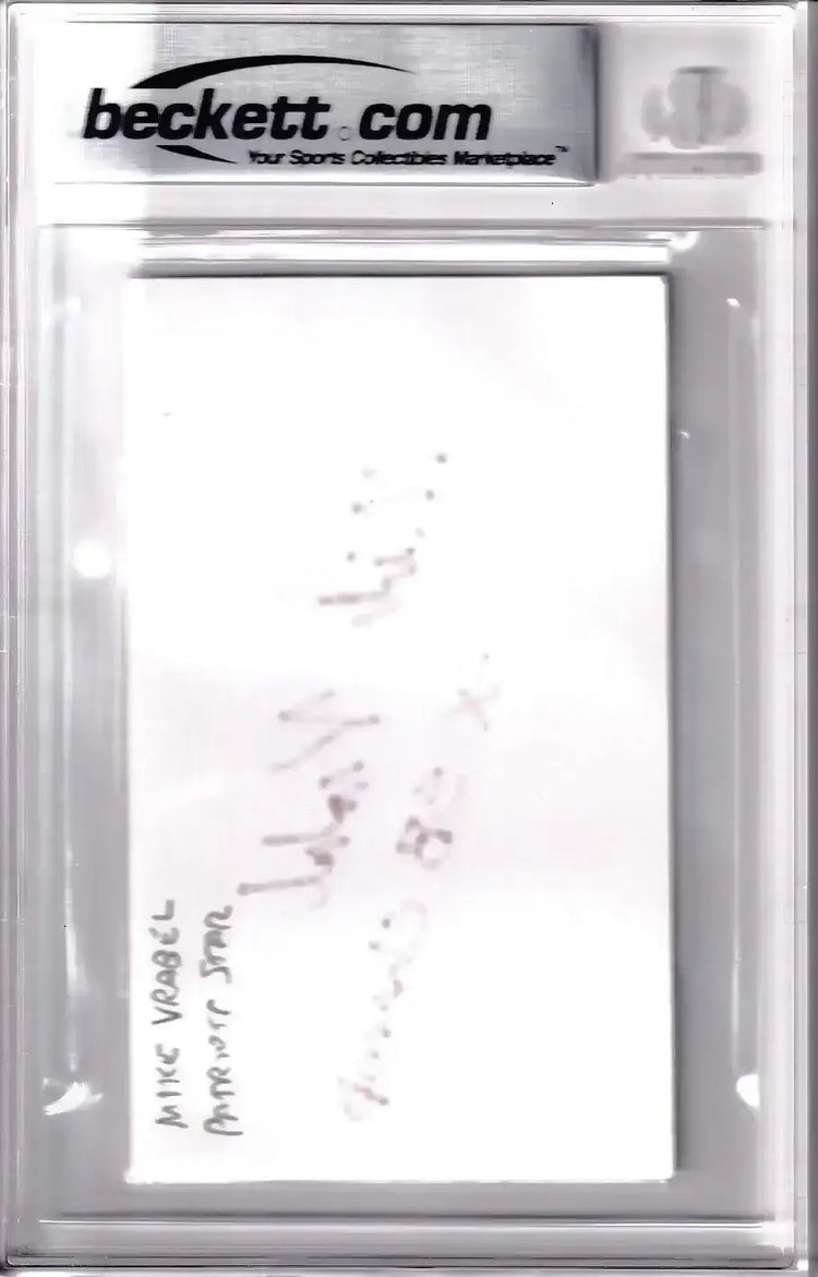 Mike Vrabel signed index card with 3X SB Champ BAS certified Patriots - AutographsForSale.com