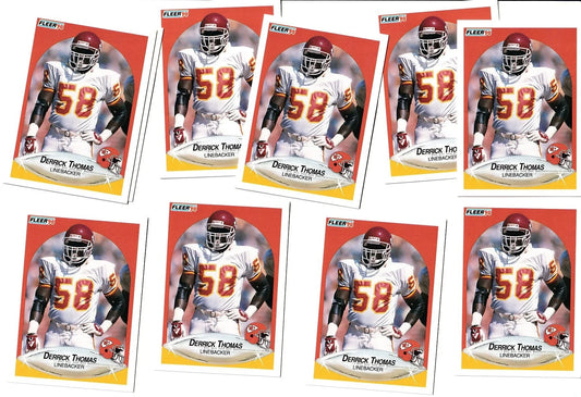 Lot of 10 Derrick Thomas Kansas City Chiefs 1990 Fleer cards - AutographsForSale.com