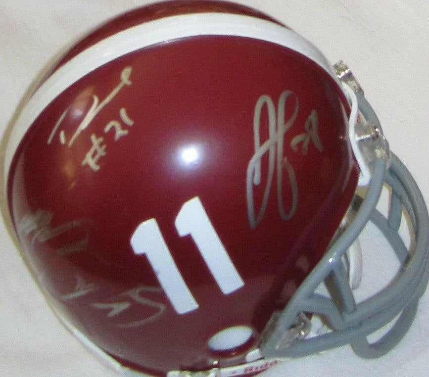 2009 Alabama National Champs signed mini helmet Greg McElroy Javier Arenas Kareem Jackson Dre Kirkpatrick JSA - AutographsForSale.com