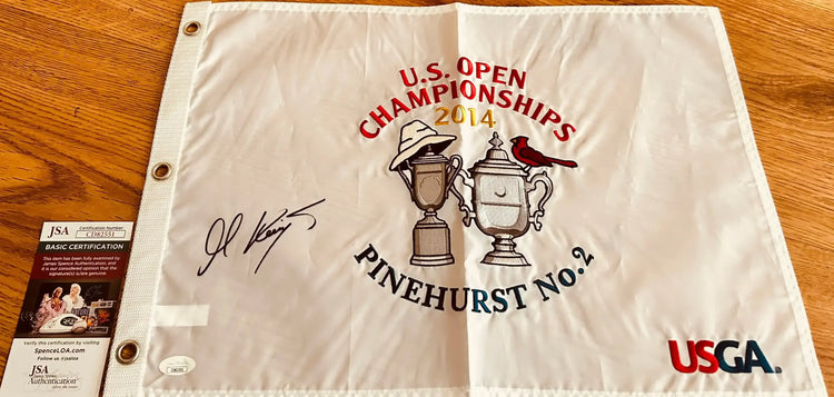 Martin Kaymer autographed 2014 US Open embroidered golf pin flag JSA - AutographsForSale.com