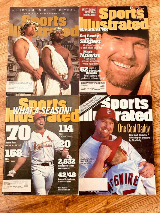 4 Mark McGwire 1998 St Louis Cardinals HR Chase Sports Illustrated magazines - AutographsForSale.com