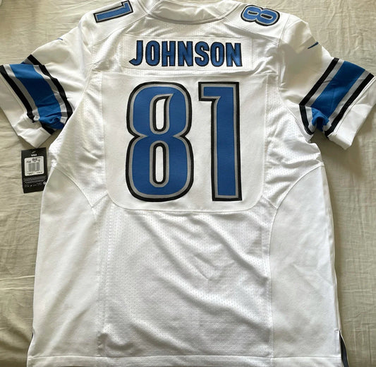 Calvin Johnson Detroit Lions Nike Elite game model white jersey NEW - AutographsForSale.com