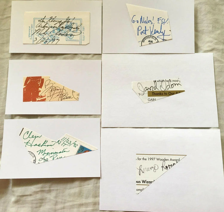 6 NCAA basketball Coach autographs Cut Signatures Clem Haskins Dave Odom Lorenzo Romar - AutographsForSale.com