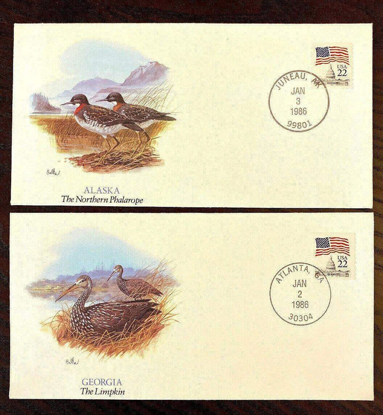 Alaska & Georgia 1986 Shorebirds of 50 States Fleetwood cachets - AutographsForSale.com