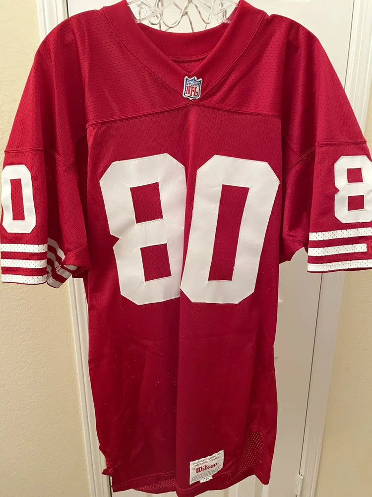Jerry Rice signed SF 49ers Wilson red game model jersey JSA - AutographsForSale.com