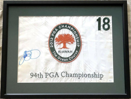 Rory McIlroy autographed 2012 PGA Championship embroidered golf flag framed JSA - AutographsForSale.com