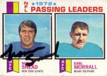 Norm Snead signed NY Giants 1973 Topps Passing Leaders card - AutographsForSale.com