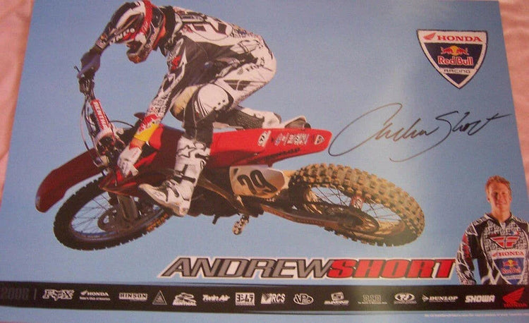Andrew Short signed Honda Racing motocross mini poster - AutographsForSale.com