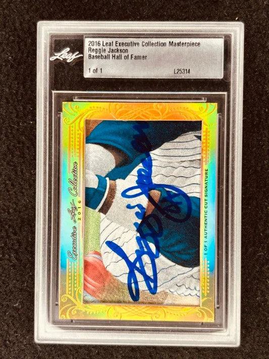 Reggie Jackson 2016 Leaf Masterpiece Cut Signature certified signed card 1/1 JSA Oakland A’s Yankees - AutographsForSale.com