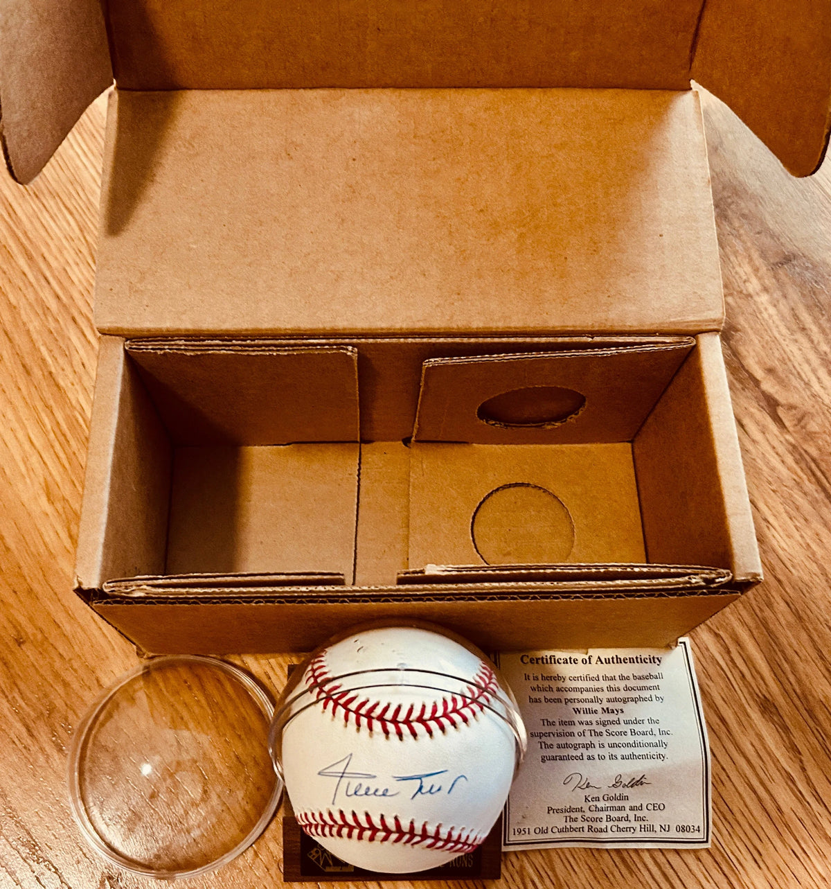 Willie Mays signed Rawlings NL baseball with display case - AutographsForSale.com