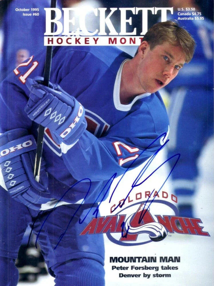 Peter Forsberg signed Avalanche 1995 Beckett hockey magazine - AutographsForSale.com