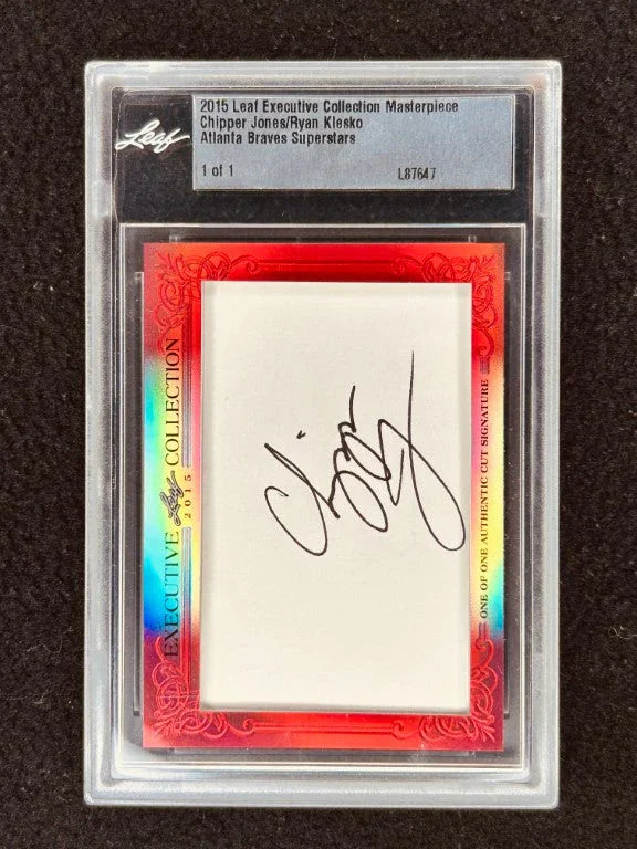 Chipper Jones & Ryan Klesko 2015 Leaf Masterpiece Cut Signature certified signed card 1/1 JSA Braves - AutographsForSale.com