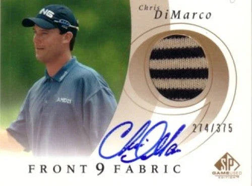 Chris DiMarco certified signed 2002 Upper Deck SP golf Front 9 Fabric worn shirt card 274/375 - AutographsForSale.com