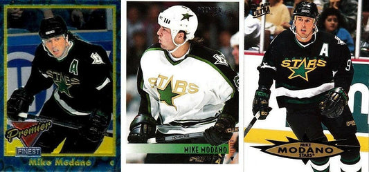 Mike Modano Dallas Stars 3 card Lot 1993-94 Topps Premier Finest insert 1994-95 Topps Premier 1995-96 Ultra - AutographsForSale.com