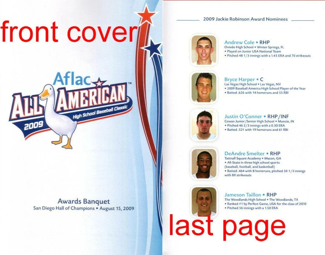 2009 AFLAC High School All American Banquet program Bryce Harper Player of Year - AutographsForSale.com