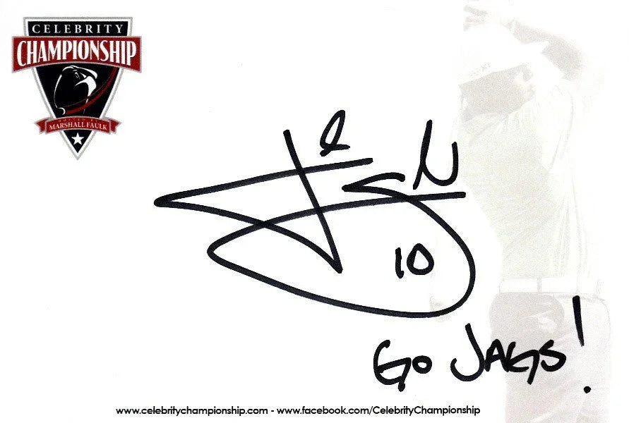 Josh Scobee (Jaguars) signed 4x6 blank card with Go Jags! - AutographsForSale.com