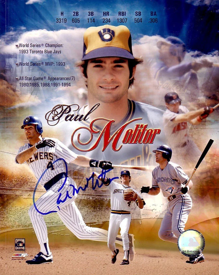 Paul Molitor autographed 8x10 career montage photo - AutographsForSale.com